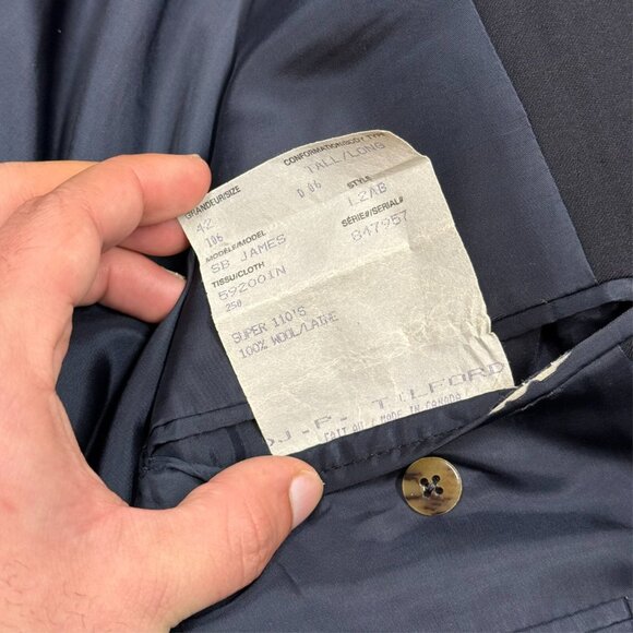 Harry Rosen Samuelsohn Blazer 110's Wool Sport Coat Navy Blue Metal Buttons 42T - Picture 9 of 9